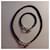 Set collana e bracciale Hermès Jumbo pelle intrecciata nera e metallo argentato Argento  - vista 2