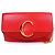 Borsa a Spalla in Pelle Suede Chloé C Logo Rosso