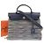 Hermès Borsa HERMES 2WAY Herbag PM in pelle Vibrato Towar Officier Blu Metallo Argento