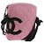 Chanel Cambon Zip Pouch aus gestepptem Leder klein Pink