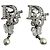 Orecchini in perle argentate con logo Christian Dior in cristalli strass