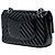 Chanel Azul Médio Clássico Chevron Patente Dupla Aba Azul marinho - vista 2