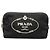 Pochette in tela nera Canapa con logo Prada Nero