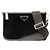 Bolsa de ombro de couro com placa de logo triangular Prada 2VH129 Preto