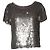 Alice + Olivia Top in paillettes Alice & Olivia con maniche corte Metallico