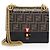 Borsa a Spalla Fendi Kan I Small in Pelle di Vitello Embossata FF Nero