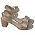Stuart Weitzman Ankle Strap Block-Heel Sandals in Metallic Gold Leather Golden