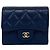 Cartera tri-fold de cuero caviar Matelassé Coco de Chanel Azul marino