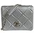 Borsa a tracolla in pelle di vitello metallica argento Chanel Airlines 16P Mini Propellor
