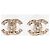 Chanel Goldene CC Ohrstecker im Tweed-Stil
