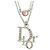 Collana a catena con logo argento Christian Dior e cristalli rosa in strass