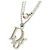 Collana a catena con logo argento Christian Dior e cristalli rosa in strass - vista 2