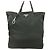 Borsa a spalla tote in nylon tessuto nero e verde scuro con logo Prada in metallo