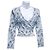 Christian Dior Hellblauer Metallic Cardigan mit Blumenmuster