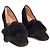 Décolleté Pollini in camoscio nero con inserto in pelliccia e tacco blocco