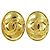 Chanel Vintage CC Button ovales Clip-On Gold-plated Golden