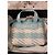 Borsa Tote Miu Miu in pelle bianca e blu Bianco Blu chiaro - vista 2