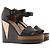 HERMÈS - Sandali con zeppa Hermès in pelle nera e legno (T38) Nero