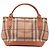 BURBERRY - Borsa a mano Burberry in pelle e tela monogrammata Marrone