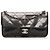 Chanel Flap Nudo in PVC Nero Cucito e Pelle di Vitello