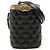 Kleine schwarze, gesteppte Lammleder Crown Box Tasche von Chanel