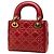 Dior Mini Rosso in Pelle di Agnello Cannage Studded Morbido Lady Dior - vista 2