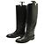 LOUIS VUITTON HERITAGE CAVALIERES SCHWARZE LEDERSTIEFEL MIT LV-LOGO 37 REITSTIEFEL