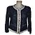 Blazer Elie Tahari Blanco y Azul Algodón Lino