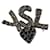 Yves Saint Laurent Broche YSL en métal argenté et strass  - vue 1