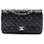 Chanel Nero Medio Classico Perforato in Agnello Doppio Faldone