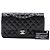 Chanel Nero Medio Classico Perforato in Agnello Doppio Faldone - vista 8
