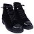 Timeless Botas de combate de terciopelo negro con logo CC entrelazado de Chanel - vista 3