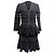 Gestreiftes Peplum-Cardigan- und Midi-Rock-Set aus schwarzer Viskose von Alexander McQueen
