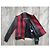 Maje Biker Jacket Black and Red Wool and Lamb Leather - view 4