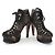 Botines de plataforma de piel de ternera leopardo Alaïa Castaño Gris - vista 3