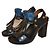 Sandali Chloé in pelle neri e blu con frange taglia 37 Nero