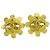 Chanel Vintage Flower Clip-On Metal D'oro