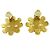 Chanel Vintage Flower Clip-On Metal D'oro - vista 3