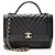 Chanel Chevron Pelle di Vitello Timeless Flap Borsa a Mano Nero