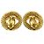 Chanel Vintage CC Round Cutout Clip-On Metal D'oro - vista 2