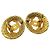 Chanel Vintage CC Round Cutout Clip-On Metal D'oro - vista 3
