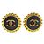Chanel CC Round Stud Metal and Enamel D'oro
