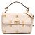 Valentino White Large Grained Calfskin Roman Stud Satchel Cream