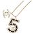Collier en cuir avec strass Chanel Coco Mark No. 5 Noir Doré