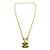 Pendente Chanel Vintage Matelassé CC in Metallo Large D'oro