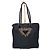Borsa tote in nylon tessuto con logo grommet PRADA nero/oro D'oro