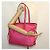 Bolsa tote de nylon e couro PRADA rosa - vista 14