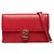 Cartera de cuero rojo Gucci con cadena y logo G entrelazado Roja