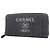 Chanel Deauville Stoff Langbörse Marineblau