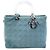 Dior Blu Grande Borsa in Denim Cannage con Manici in Acrilico Lady Dior Blu chiaro